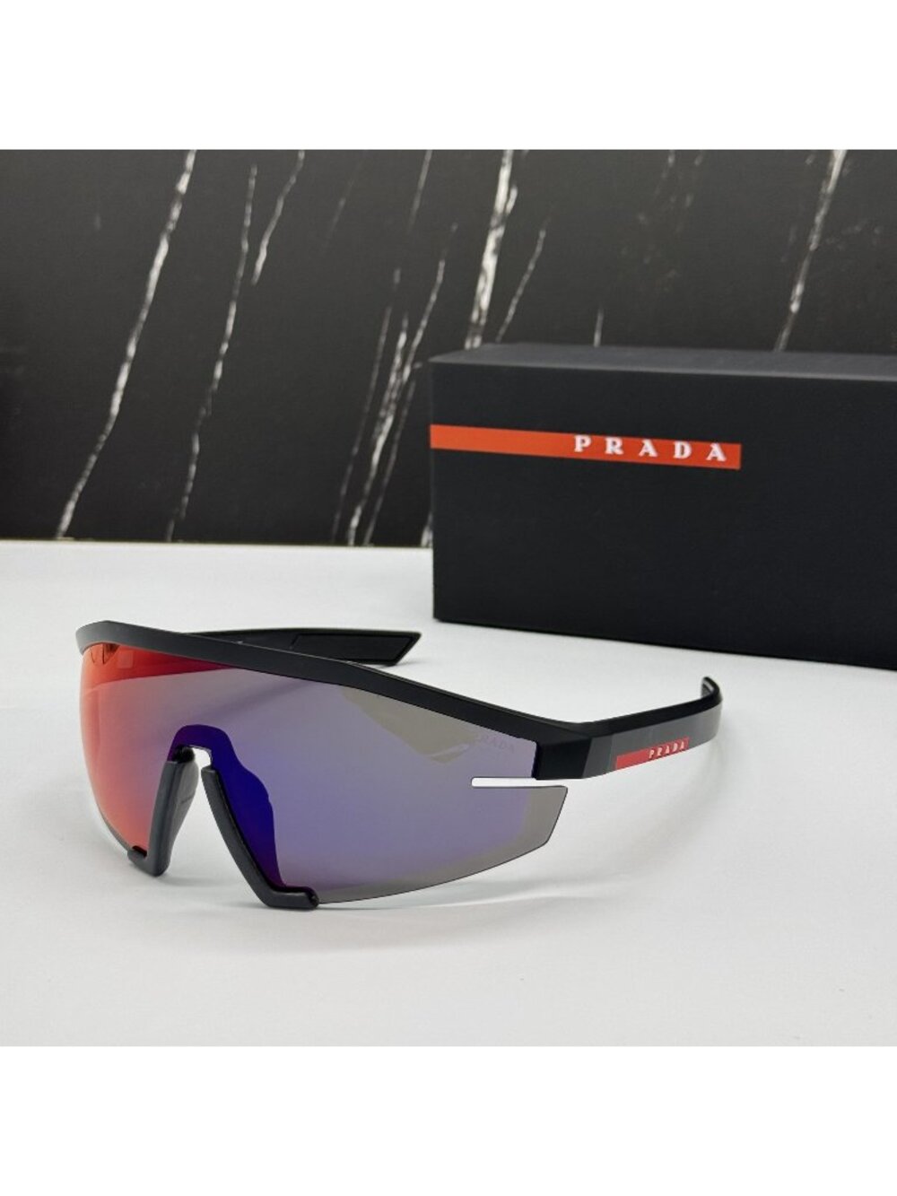 New Prada Linea Rossa PS03ZS 1BO10A Sport Unisex Sunglasses Purple Black
